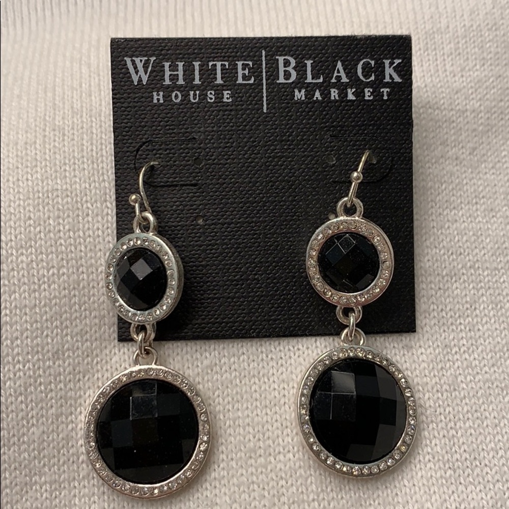 WHBM Silver crystal and black dangles.